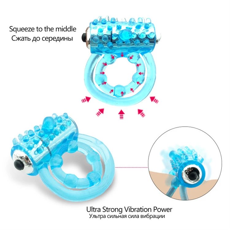 Rubber Penis Ring for Man Delay Ejaculation Double Vibrating Cock Rings Sex Toys Men