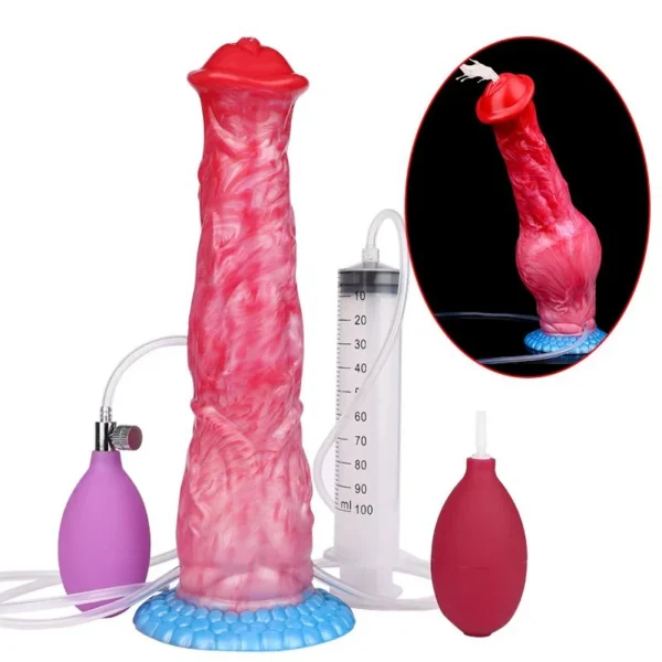 Huge Horse Ejaculation Anal Plug Dildo with Inflatable Function Animal Penis Strong Sucker Sex Toys for Men Women