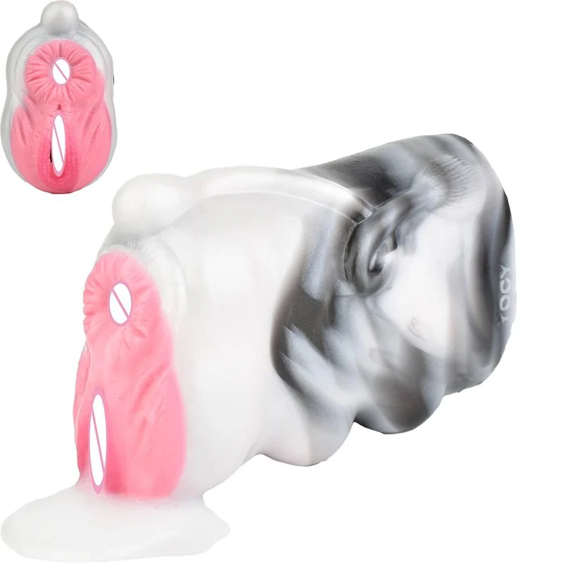 Realistic Animal Male Masturbator Fetish Sex Toy for Adult Dual Channel Silicone Fantasy Stroker Cow Vaginal Masturbator