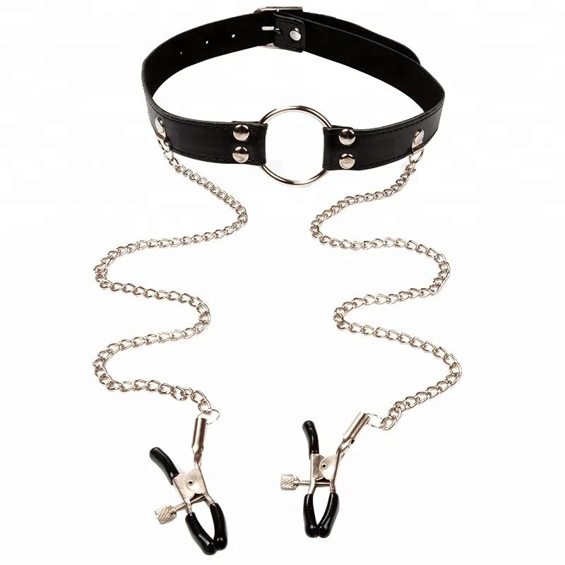 Sex Couple Leather Neck and Breast Belt Female Sex Bondage