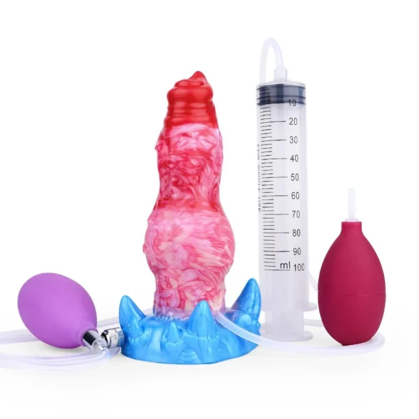 Inflatable Dragon Dildo with Knot Fantasy Dildo Adjustable Thickness Huge Squirting Dildo with Sucker Animal Anal Toys