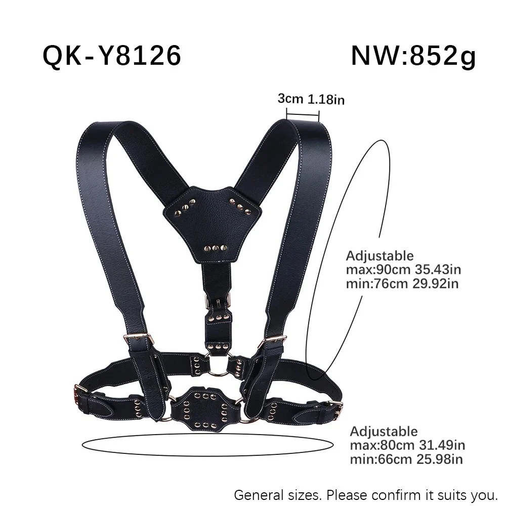Sexual Chest Wild Iron Bind Strapon Double Dildo and Harness for Men Leather Bondage