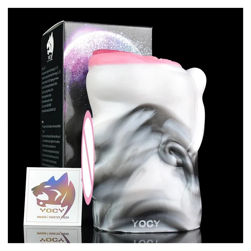Realistic Animal Male Masturbator Fetish Sex Toy for Adult Dual Channel Silicone Fantasy Stroker Cow Vaginal Masturbator