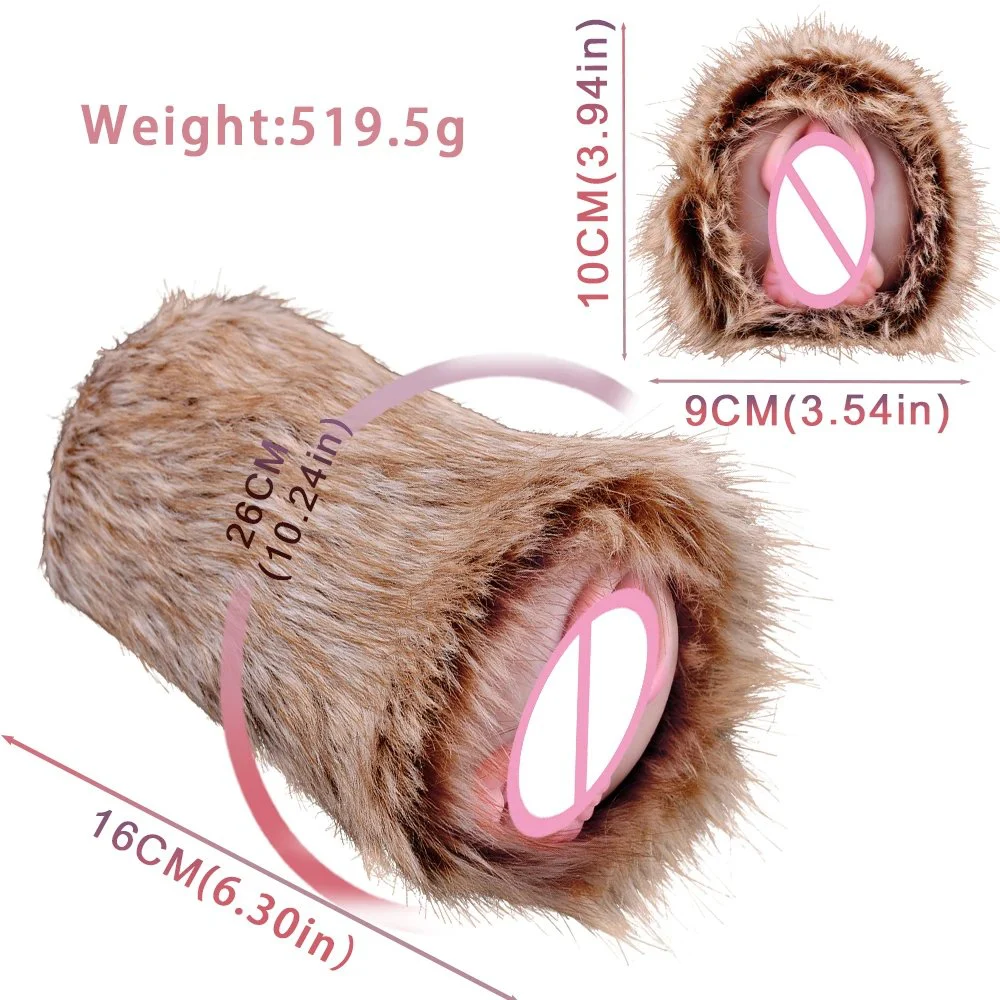 Realistic Animal Vagina Fetish with Fur Pockets Pussy Masturbation Cup Adult Sex Toys for Male