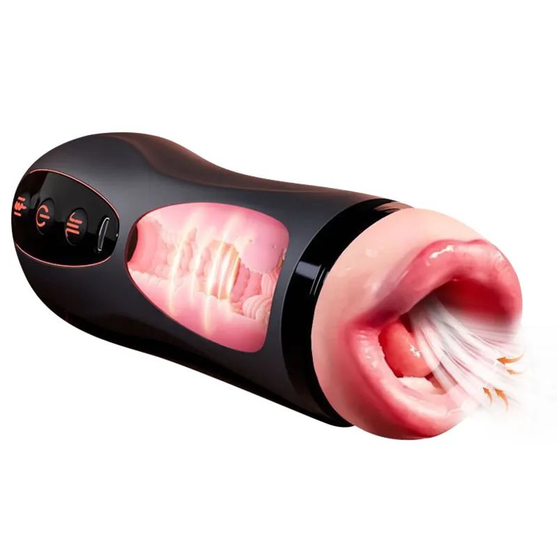 Male Auto Masturbation Cup with 10 Vibration Modes Silent Realistic TPE Male Toy Heating Suction Function Airplane Cup