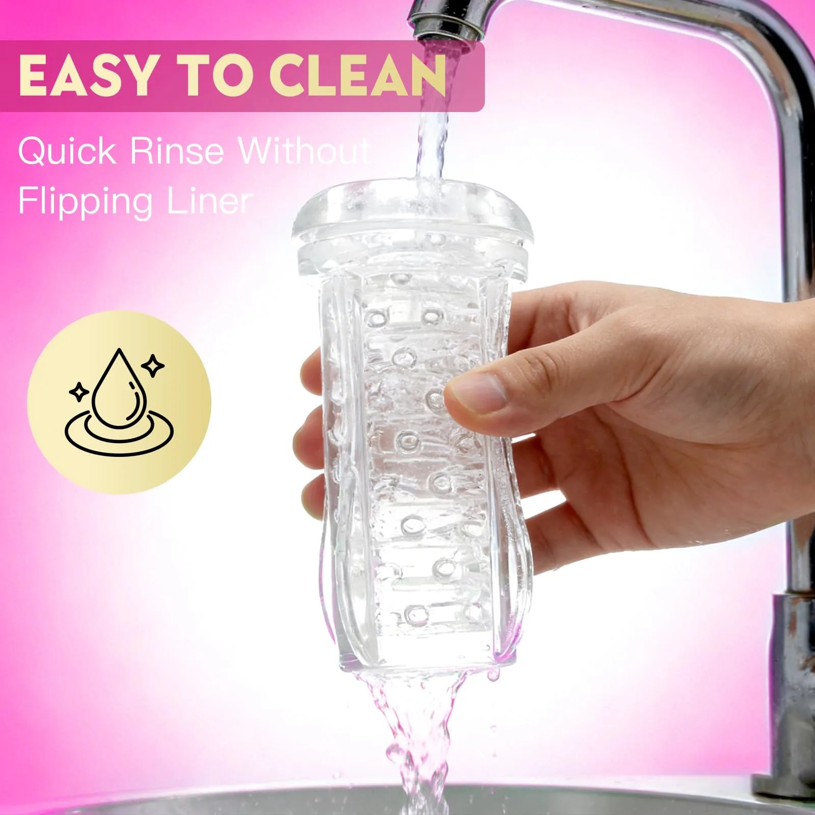 Male Masturbation Cup Clear Silicone Stroker Sleeve with Textured Inner Waterproof Manual Masturbator Sex Toy for Men Easy Clean