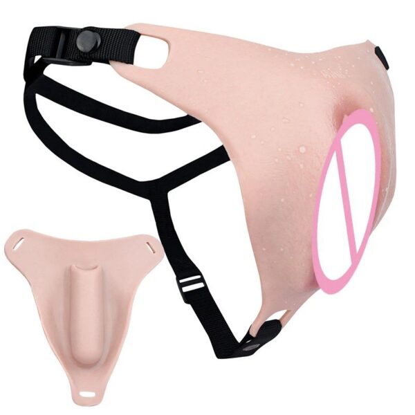 MTF Packers Strap-On Ultra Realistic Vagianl Silicone Briefs&Tongs Underwear With Hiding Gaff Pussy Male Sex Toys