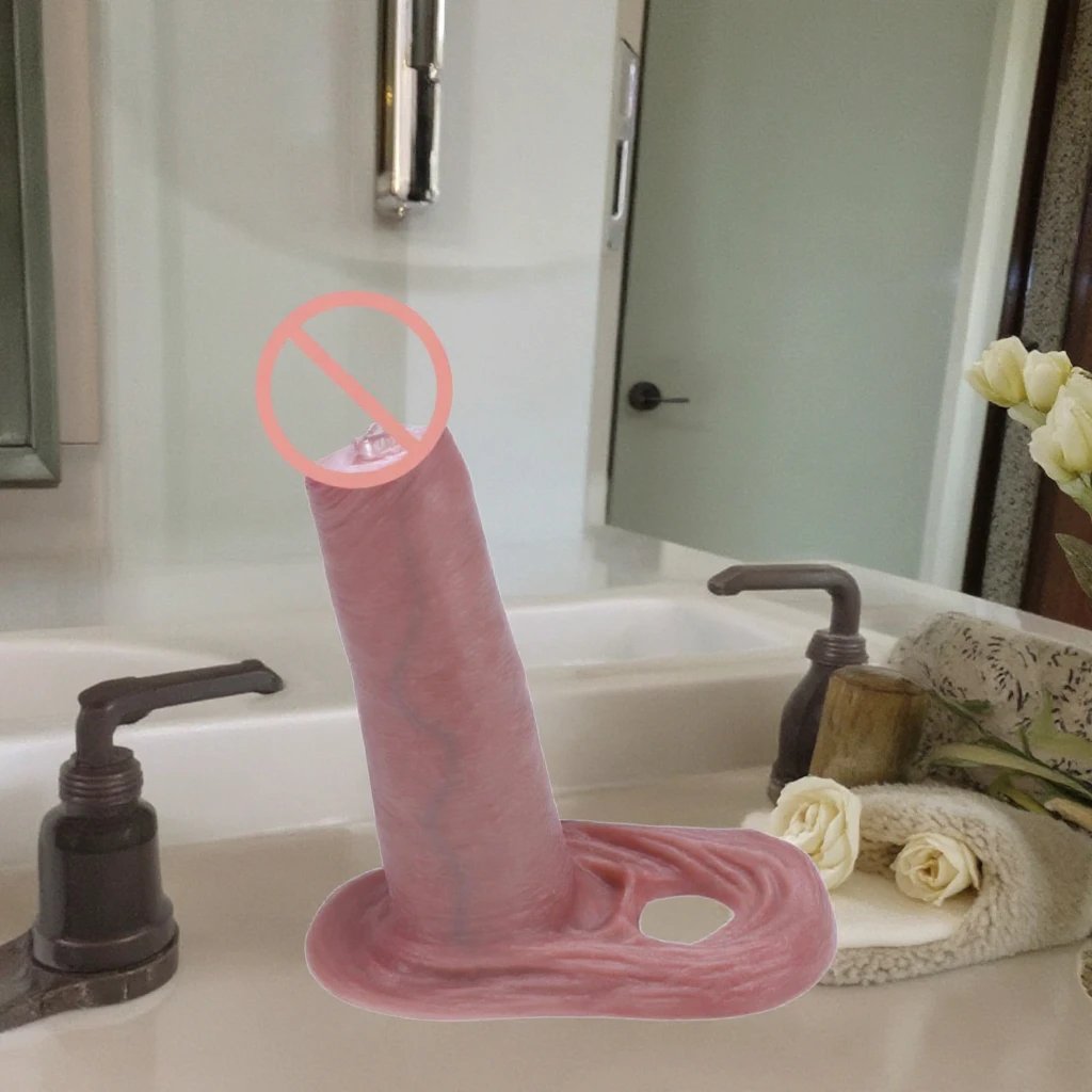 Adult Men's Reusable Silicone Penis Extender Realistic Thicker Cock Condom with Delay Time Feature Penis Sleeve Type