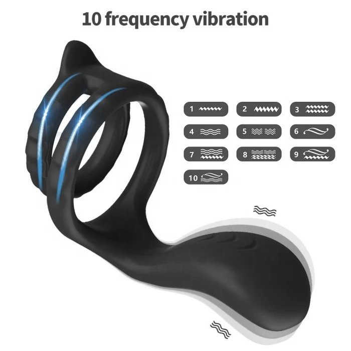 Silicone Tornado Style 10 Frequency Vibrating Cock Ring for Men Delay Ejaculation Sex Product