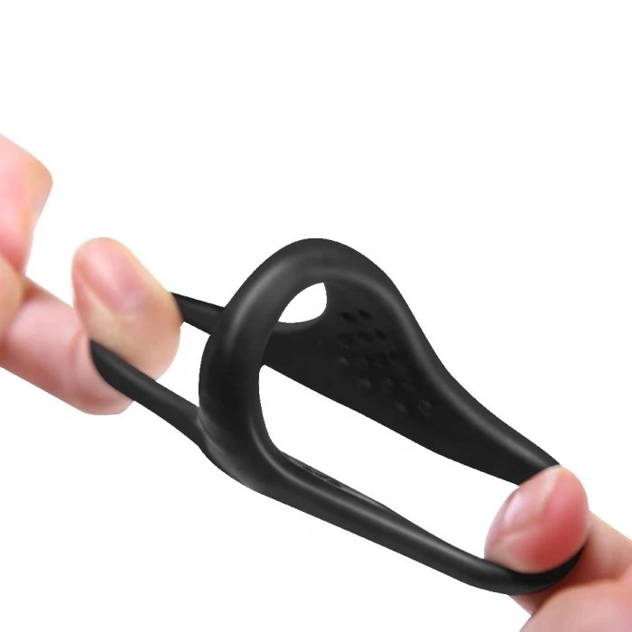 Adult Male Silicone Sex Toy Stretchable Double-Locking Dick Ring for Delay Ejaculation