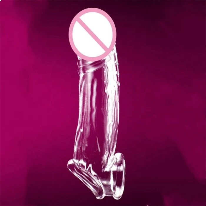 7-Inch Transparent Men's Cock Enlarger Ring Sex Toy Strong Penis Sleeve