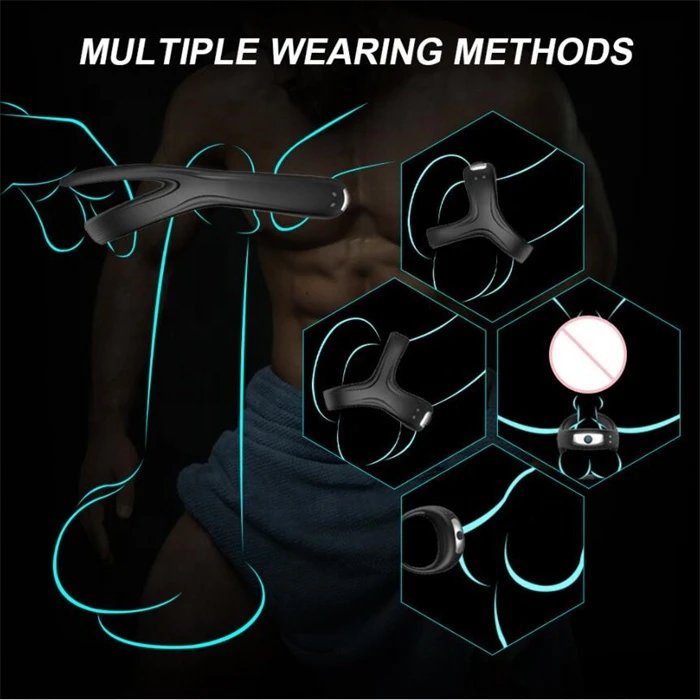 10 Frequency Vibrating Silicone Cock Ring with Dual Holes Penis Ring Male Sex Toys for Delay Ejaculation