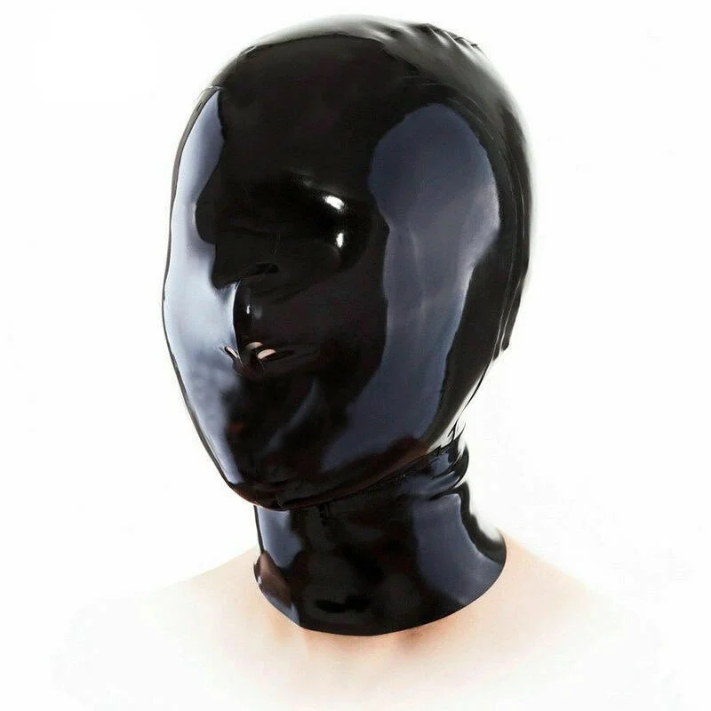 Sexy Latex Headgear Hood with Zipper Role Play Cosplay One Adult