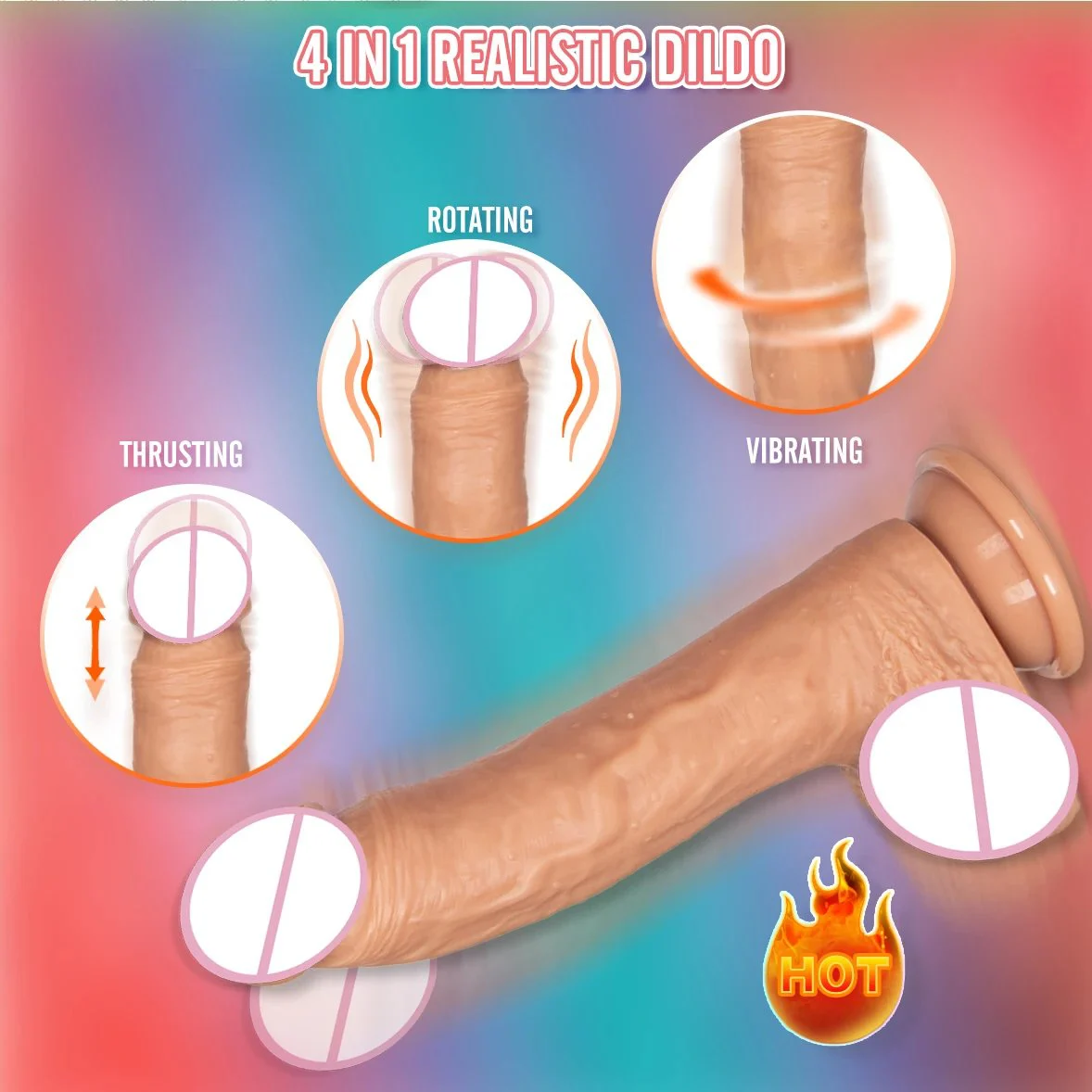 Wireless Remote Control Retractable Swing Dildo Vibrator Warming Thrusting Rotating Vibrating Realistic Dildo for Women Sex Toys