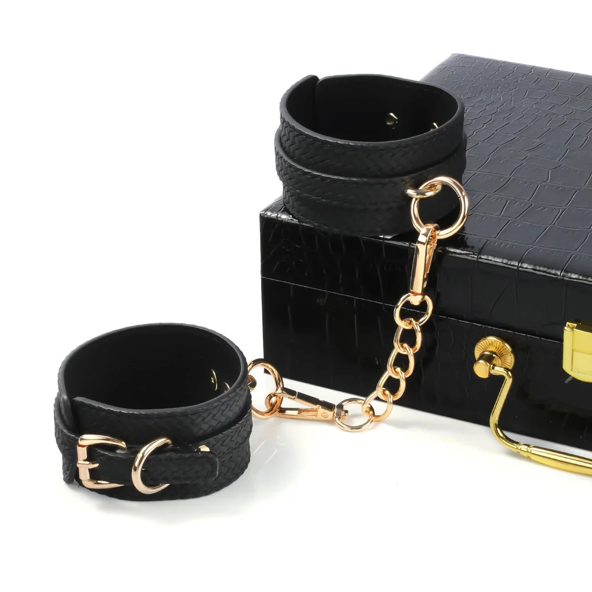 Sexy Props Black Woven PU Eight Piece Set Couple Binding and Binding Set