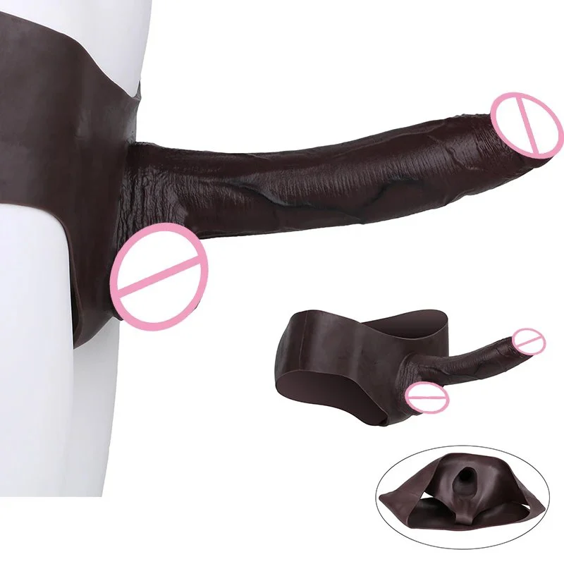 10.01'' Long Hollow Dildo Strap on Silicone T-Back Pants for Men Dick Enlargement Male Strap on Penis Sleeve
