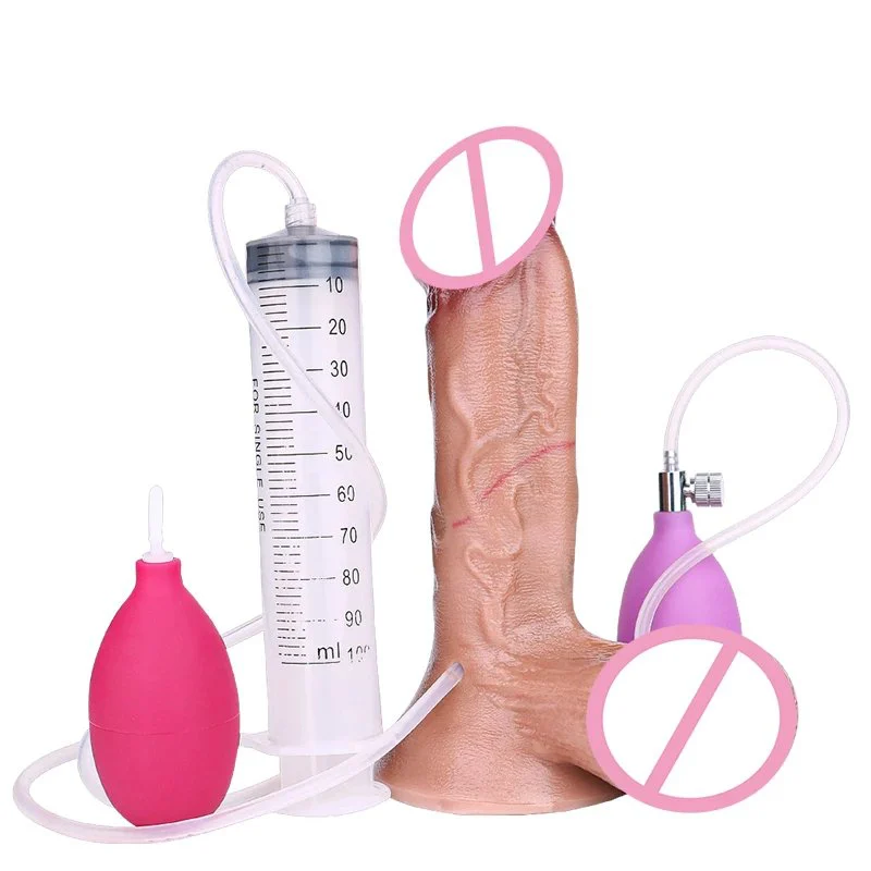 Silicone Simulation Male Penis Suction Cup Penis Experience Feeling Realistic Inflatable Squirting Dildo for Women