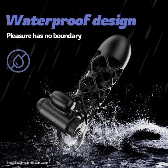 APP Controlled 10 Frequency Silicone Vibrating Penis Sleeve Double-Locking Cock Ring for Couple Stimulation Sex Toys