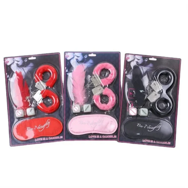 Sexy Furry Feather Flirting Tickler Sexy Dice Game Blindfold and Handcuffs Sex Toys for Couples Bondage Set