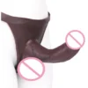 Black T-Back Hollow Silicone Penis Panties Extra-Long Wearable Dildo Underwear for Male Enlargement and Comfort