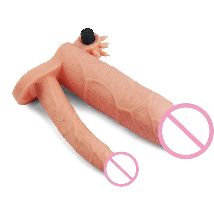 Flesh Waterproof Delay Ejaculation Double-Headed Vibrating Penis Huge Dildo Toy