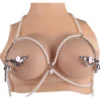 Quality Collar With Nipple Clamps Female Bondage Long Chain and Leather Belt Sex Toys for Couples Game