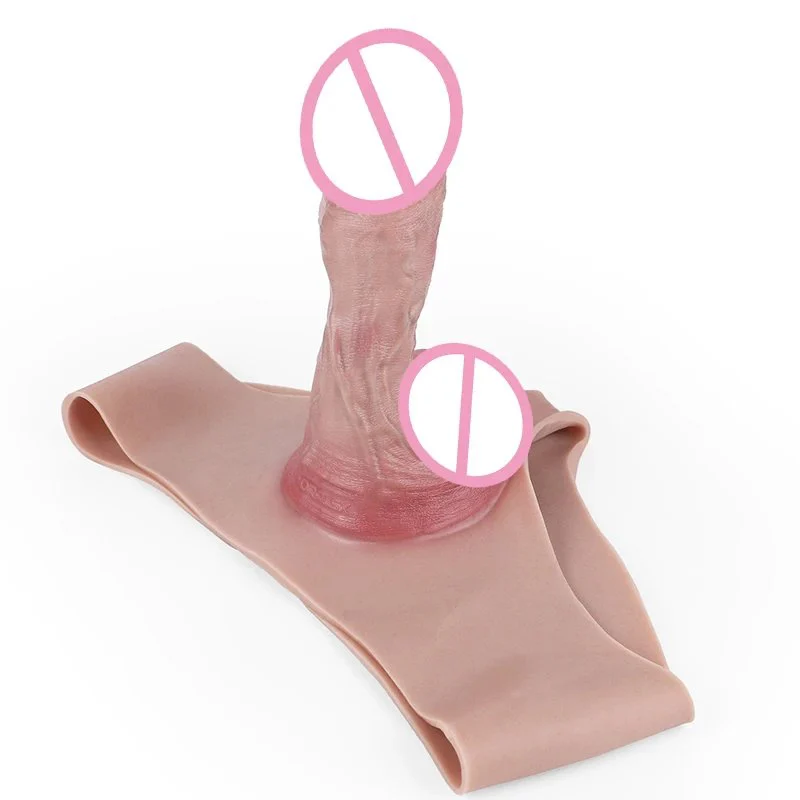 9.29'' Silicone Strap on Hollow Dildo Pants With Penis Sleeve for Men Dick Extender Adult Couple's Reusable Condom Enlarge