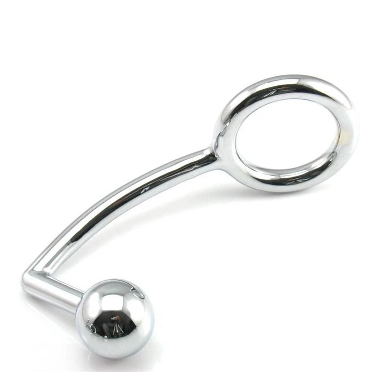Erotic Sex Toys Metal Anal Hook Stainless Steel Cock Ring With Anal Ball