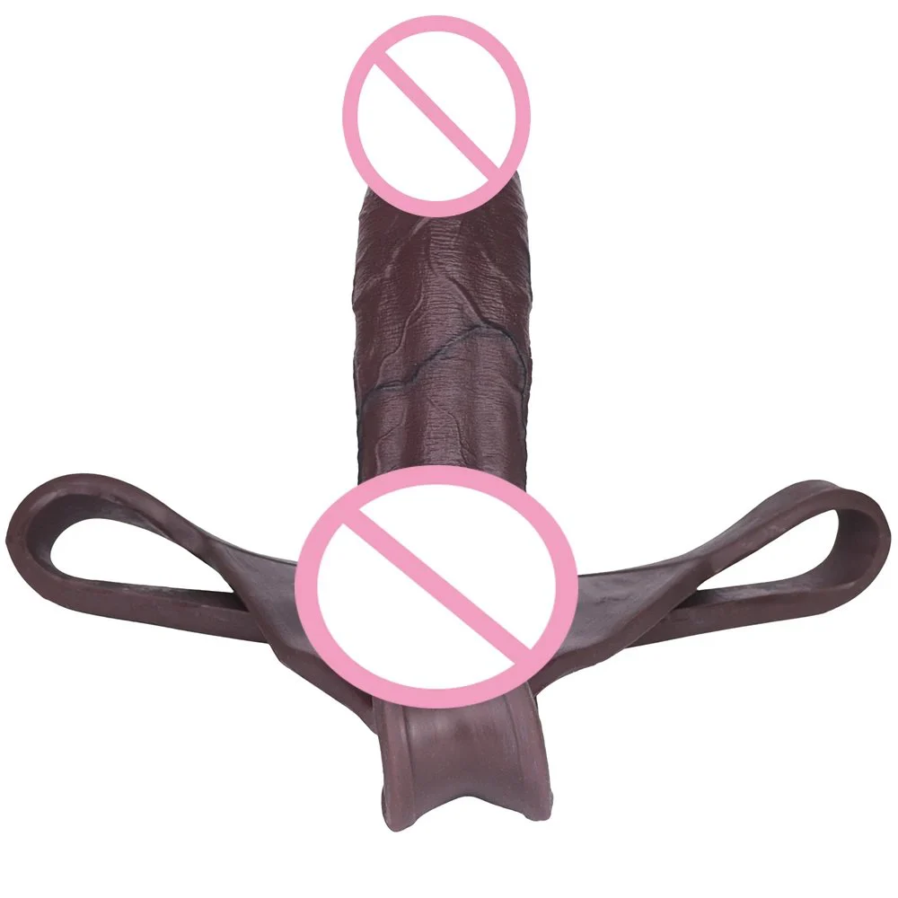 Black T-Back Hollow Silicone Penis Panties Extra-Long Wearable Dildo Underwear for Male Enlargement and Comfort