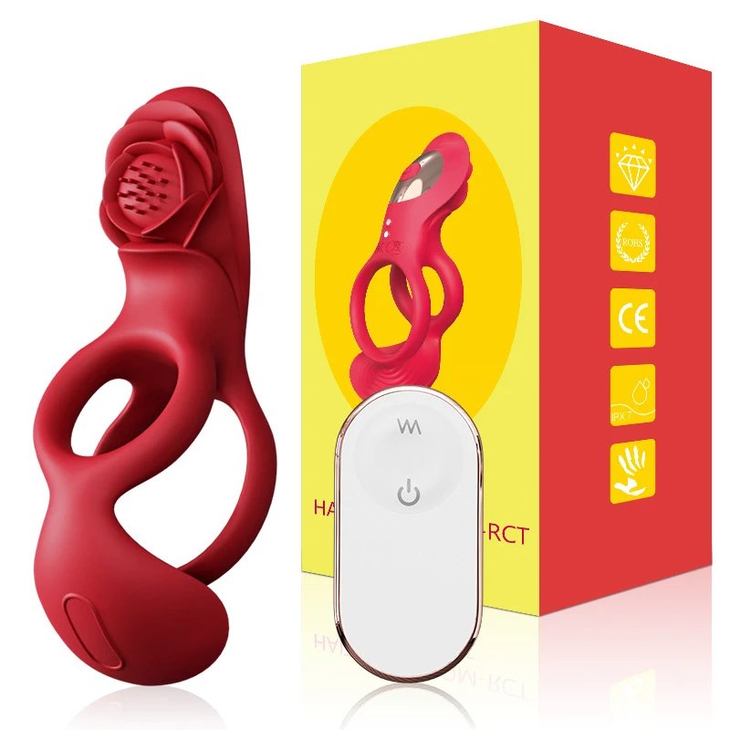 Unisex Adult Toy Rose Vibration Ring Comfortable Wearable Personal Health Care Product for Couples