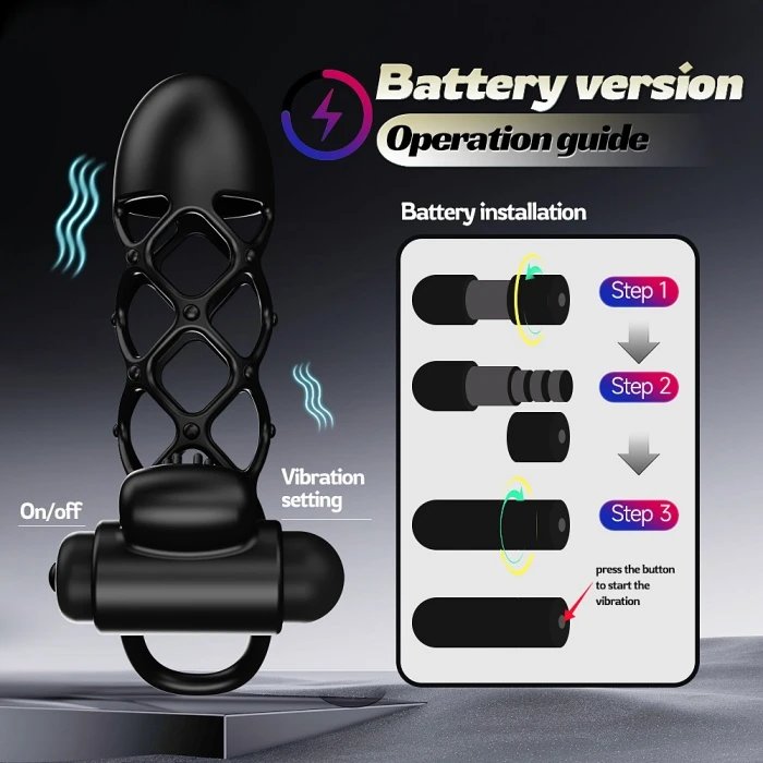 APP Controlled 10 Frequency Silicone Vibrating Penis Sleeve Double-Locking Cock Ring for Couple Stimulation Sex Toys