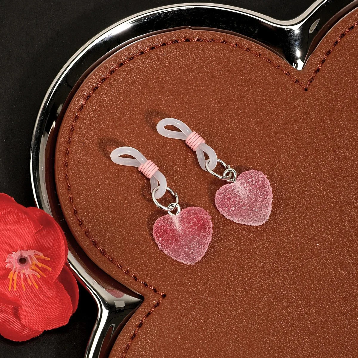 Soft Breast Clips Matte Heart Design Flirting Toys for Women Adult Couple Games