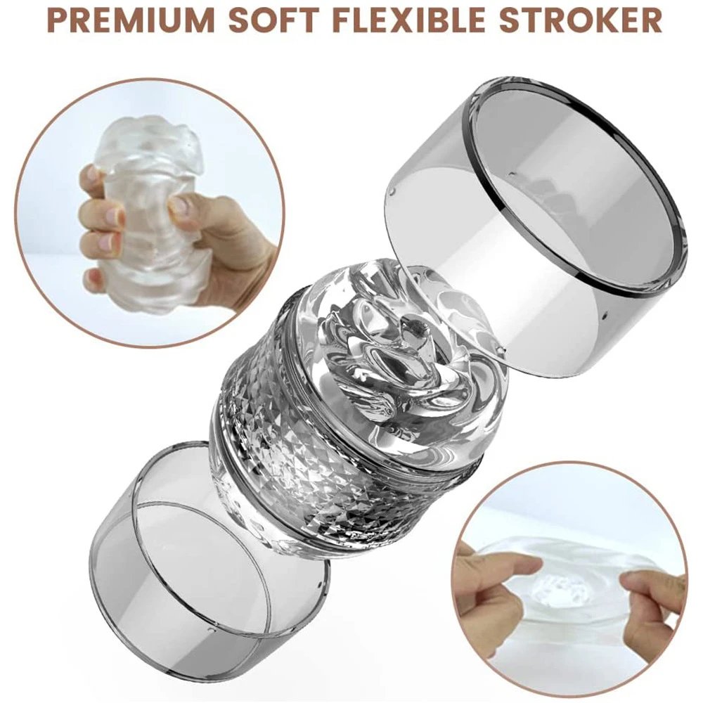 Easy Clean Premium TPE Materials Double Head Transparent Masturbation Cup Male Sex Toys