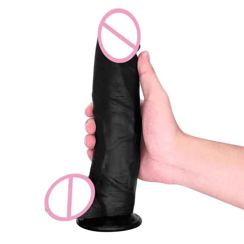 Liquid Silicone Artificial Penis Female Masturbation Toys Huge Realistic Black Dildo Thin Giant Soft Dildo for Women
