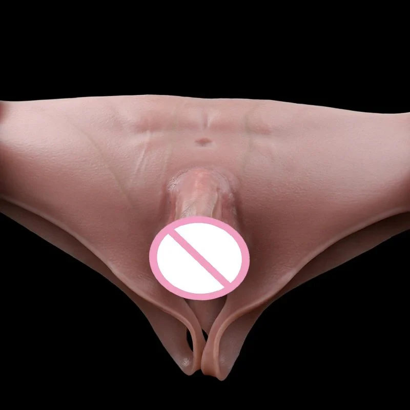 Packers Realistic Solid Dildo Panty Abdominal Muscle Modeling Open Crotch Penis Wearable Panties for Lesbian
