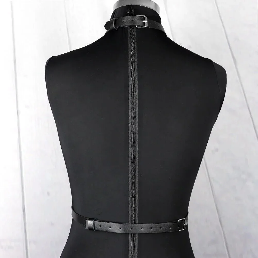 PU Leather Harness Body Chest Straps Bondage Handcuffs Bed Restraint Punk Waist Belt Kit Bondage Set for Couples Women