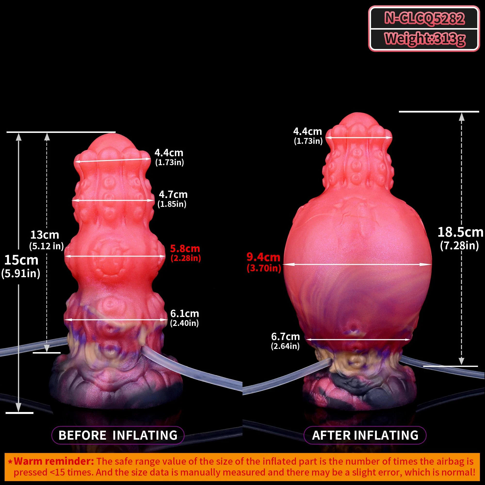 Liquid Silicone Rubber Inflatable Squirting Dildo Suitable for Women Suction Cup Dildo Can Also Be Used As an Anal Plug Sex Toy