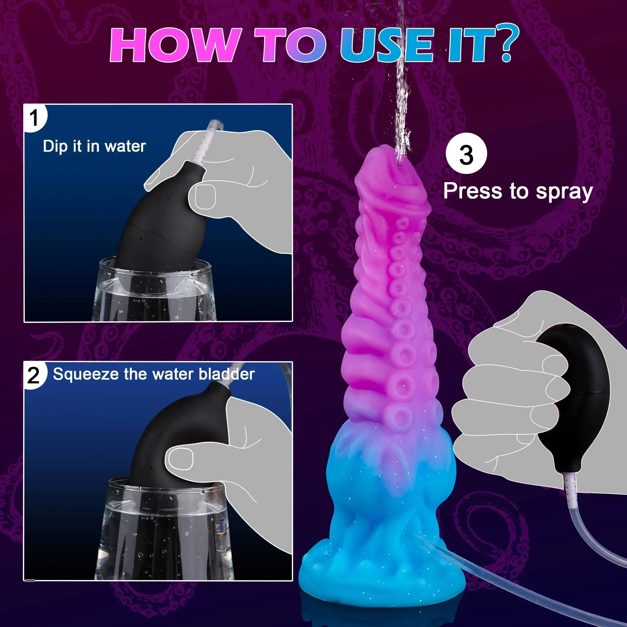 Monster Dragon Dildo Squirting Knotted Ejaculating Anal Silicone Waterproof Soft Adult Sex Toy with Water-Spraying