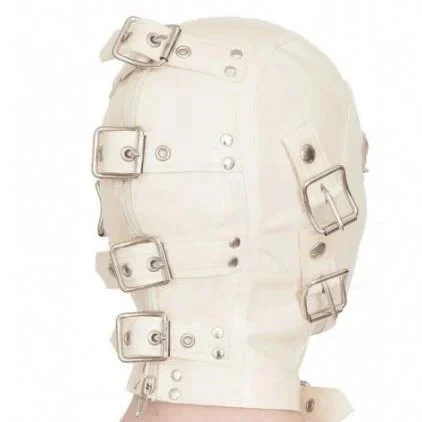 Unisex Milky White Latex Rubber Mask with Gag Rubber Tights Jumpsuit Eco-Friendly 100% Waterproof Party Headgear