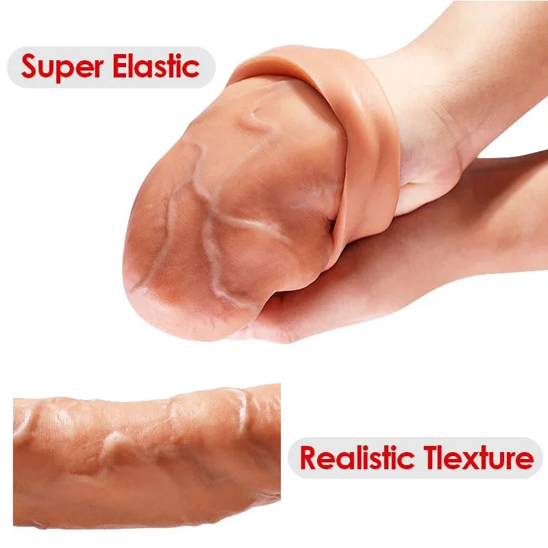Long Term Delayed Penile Erection Enlargement Reusable Latex Condoms Vibrator with Multi-Speed Vibration Sex Toys