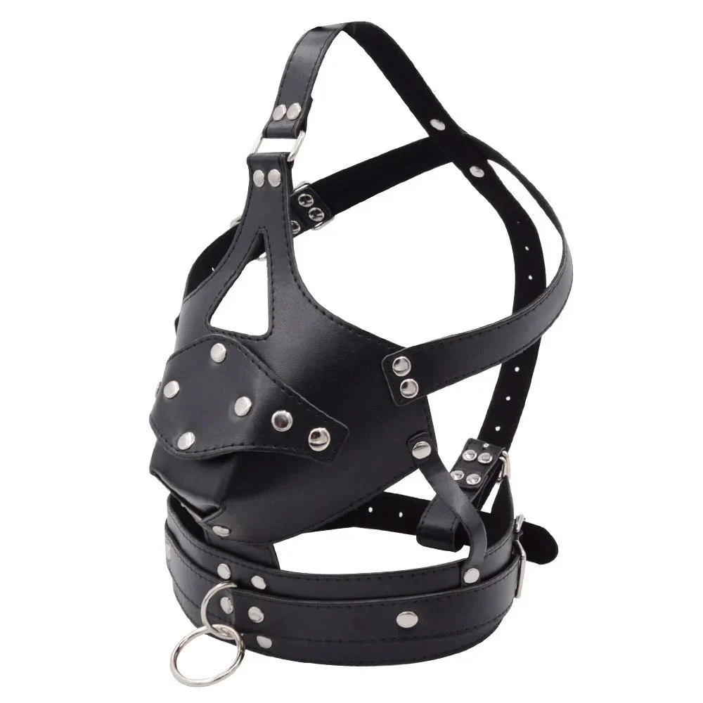 Bondage Black Hood Head Covering Mouth Plug Dildo Adult Products Headgear Sex Couples Other Sex Toys Couple Bondage