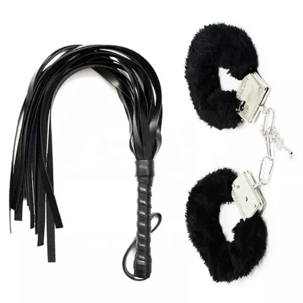 Sex Toys for Couples Game Leather Flogger Spanking Whip Sexy Soft Steel Fuzzy Furry Handcuffs