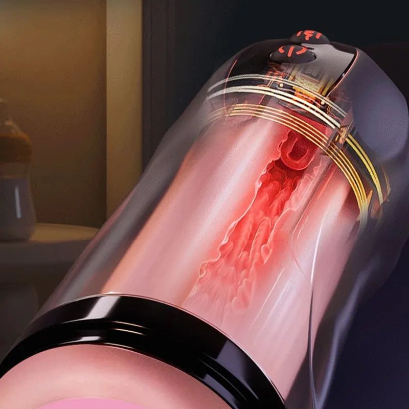 Male Auto Masturbation Cup with 10 Vibration Modes Silent Realistic TPE Male Toy Heating Suction Function Airplane Cup
