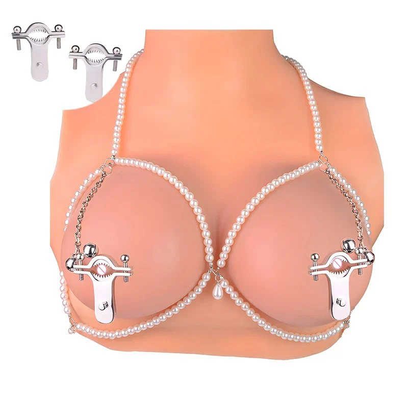 Toys Badger Chained Nipple Clamps Black Leather with Broad Tip Clamps Style Collection Sex Leather Breast Restraints