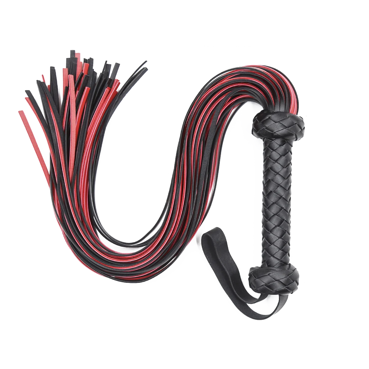 Bondage Whip Braided Handle PU Leather Whip Bright Leather Fun Handle Tune Game Queen Adult Sex Toys