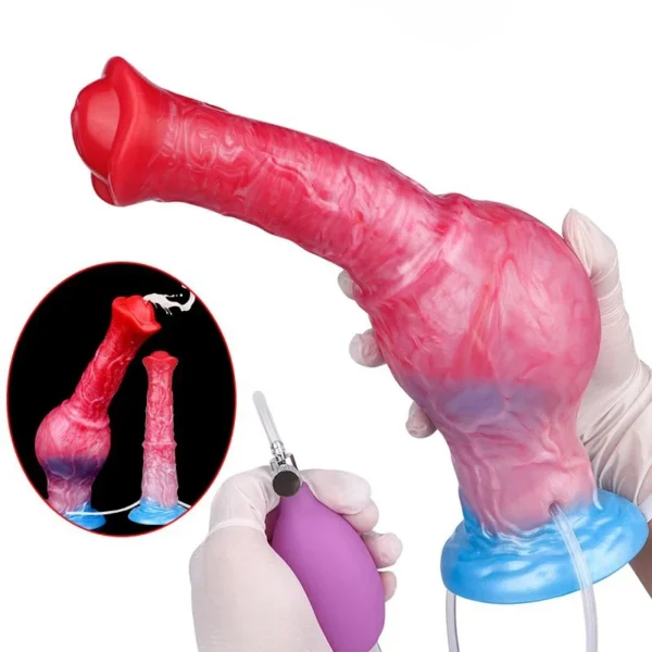 Silicone Inflatable Ejaculation Penis With Suction Cup Fantasy Squirting Horse Anal Plug Women Men Sex Toys
