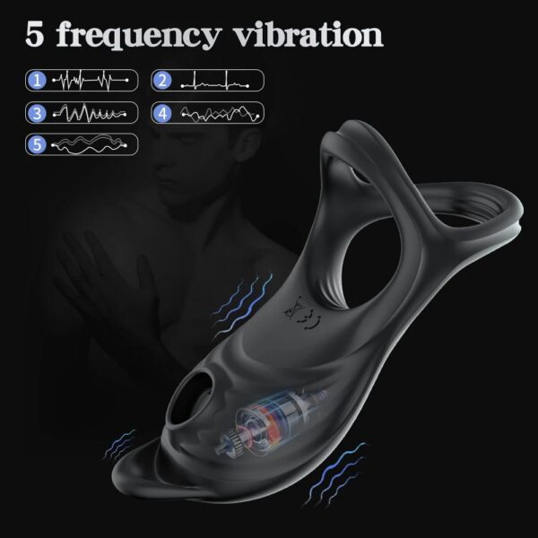 5 Frequency Remote Control Rechargeable Sex Toys Couple Vibrator Sucking Cock Ring With Clitoral Stimulator