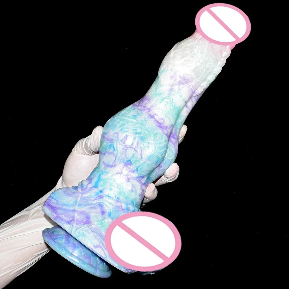 Silicone Big Knot Dog Dildo With Suction Cup Color Mixed Fantasy Animal Penis Butt Plug Size S M L Sex Toys