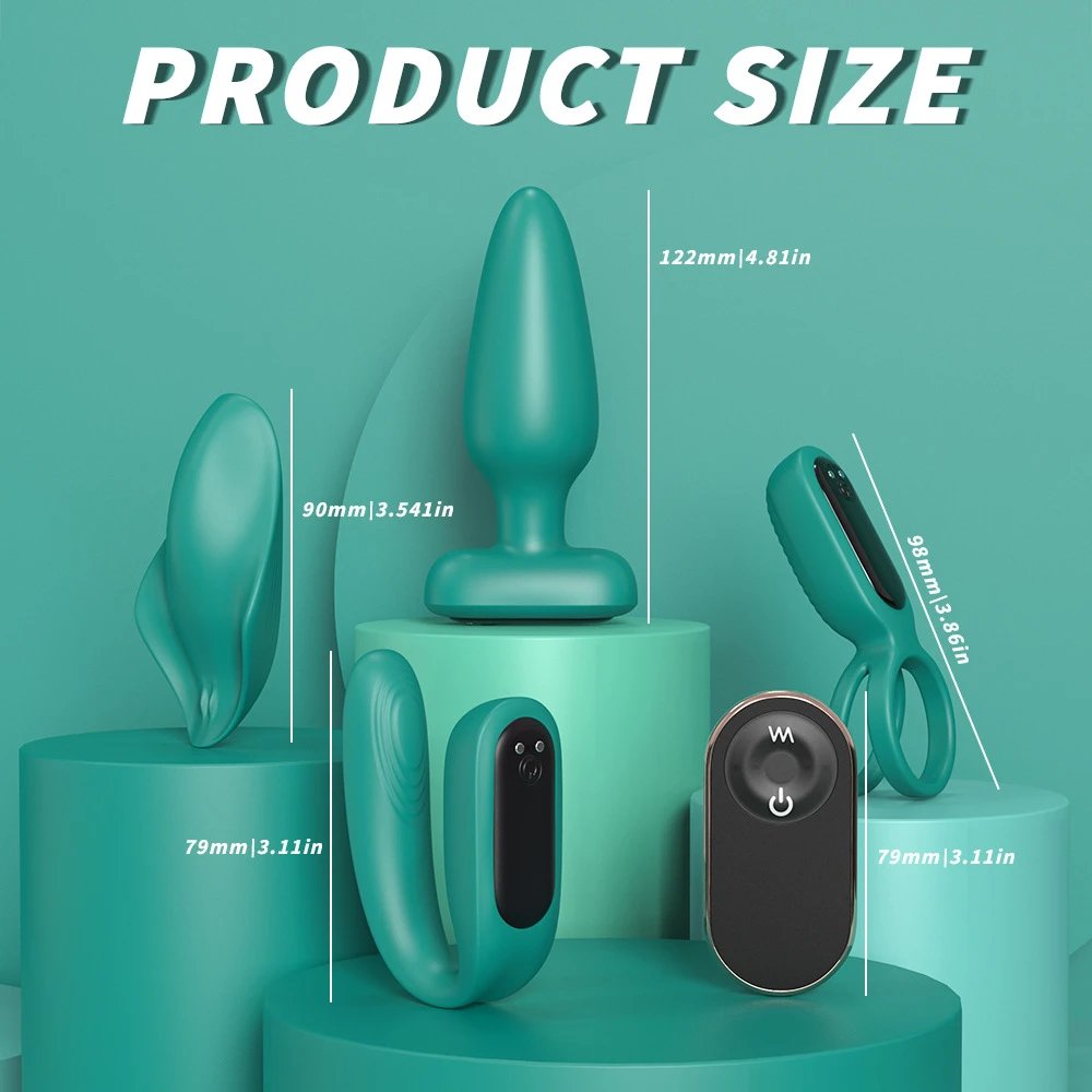 Remote Control Four-piece Set Female Pleasure Device Anal Plug Locking Ring Women's Wearable Masturbation Device