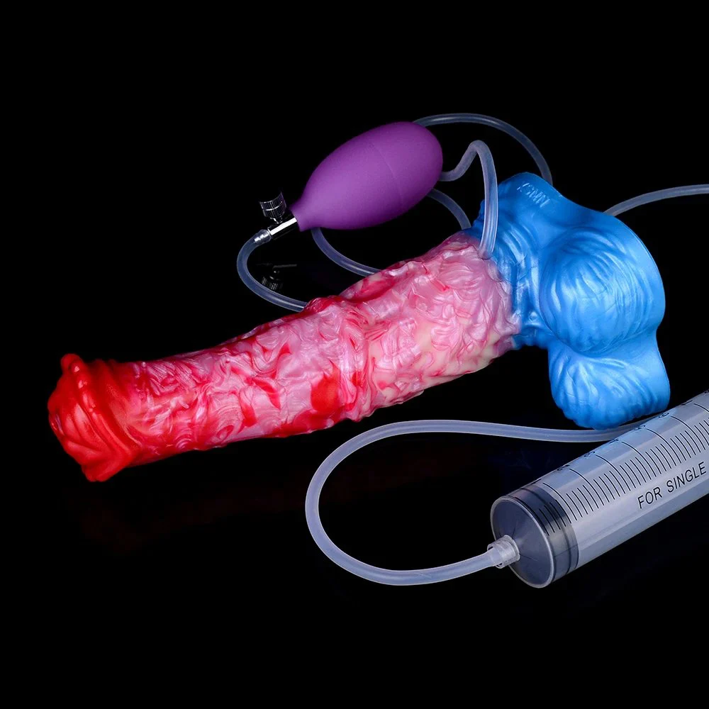 Inflatable Fantasy Dildo with Lubricant Spray Swelling Knot Effect Sissy Training Sex Toy